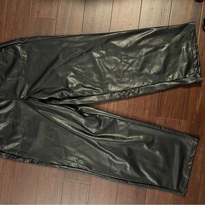 Faux leather pants with waist band